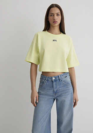 Mavi Logo Baskılı Sarı Crop Tişört 1611585-71310