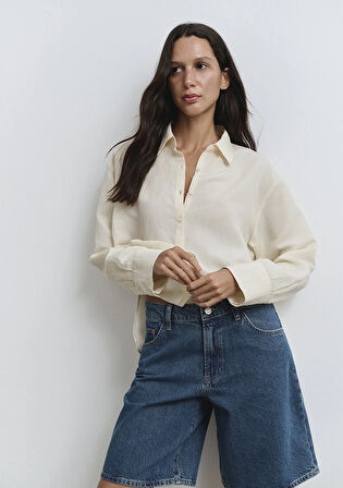 Melina Real Blue Puslu Koyu Mavi Jean Şort 1410144-89745