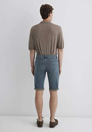 Nicholas Mavi Premium Vintage Puslu Indigo Jean Şort 0416089816