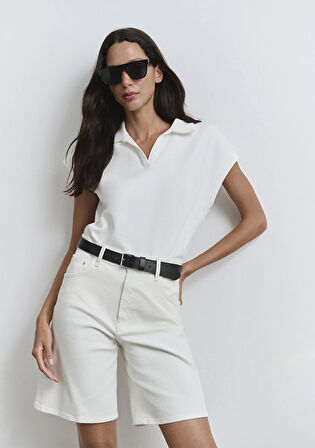 Melina Real Blue Kırık Beyaz Jean Şort 1410144-89746