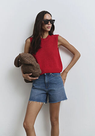 Millie 90lar Koyu Mavi Jean Şort 1458989751