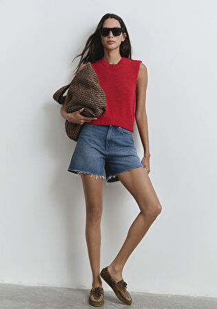 Millie 90lar Koyu Mavi Jean Şort 1458989751