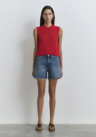 Millie 90lar Koyu Mavi Jean Şort 1458989751