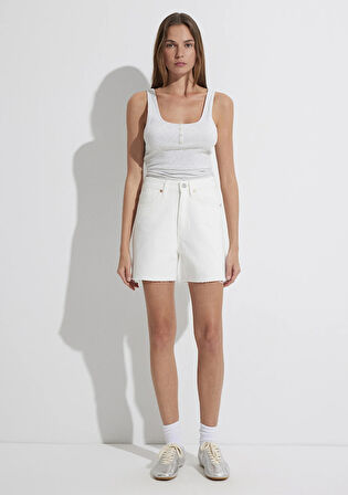 Millie 90lar Beyaz Jean Şort 1458989753