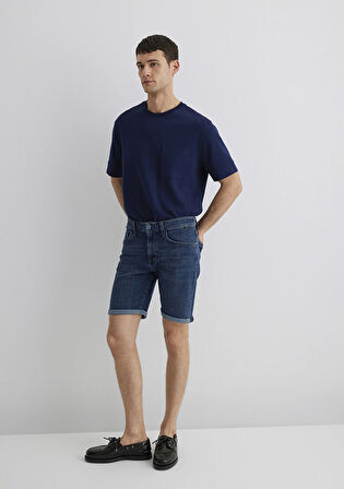 Brian Premium Blue Koyu Vintage Mavi Jean Şort 0418489817