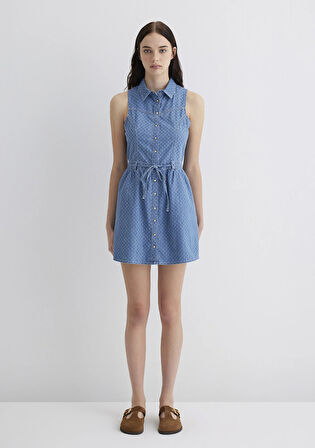 Raven Akdeniz Yıldız Baskılı Indigo Mavisi Jean Elbise 1310660-89760