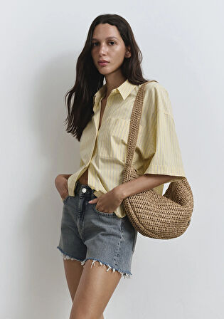 Rosie 90lar Puslu Indigo Mavisi Jean Şort 1447489740