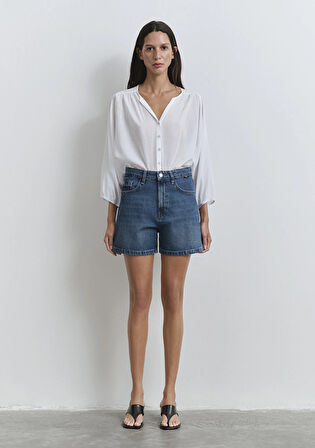 Verna 90lar Koyu Mavi Jean Şort 1410059-89748