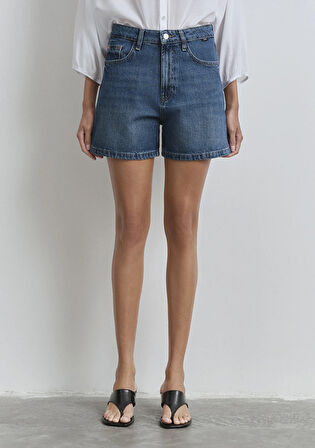 Verna 90lar Koyu Mavi Jean Şort 1410059-89748