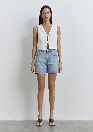 Verna 90lar Buz Mavi Jean Şort 1410059-89747
