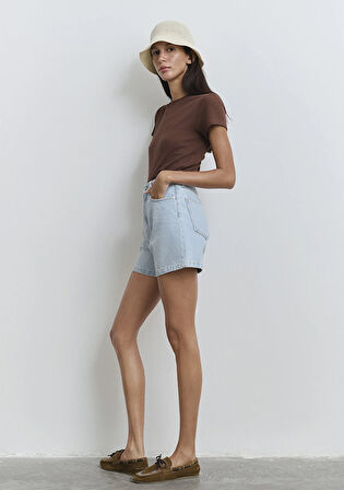 Verna Mavi Premium Buz Mavi Jean Şort 1410059-89754