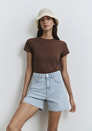 Verna Mavi Premium Buz Mavi Jean Şort 1410059-89754