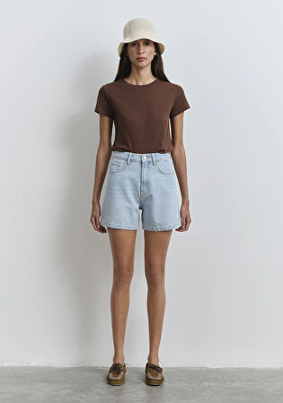 Verna Mavi Premium Buz Mavi Jean Şort 1410059-89754