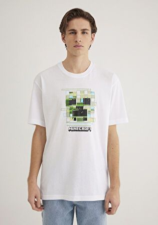 Minecraft Baskılı Beyaz Tişört 0612734-620
