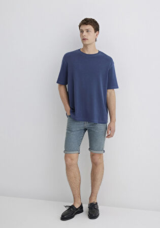 Tim Street Gölgeli Indigo Mavisi Jean Şort 0428489645