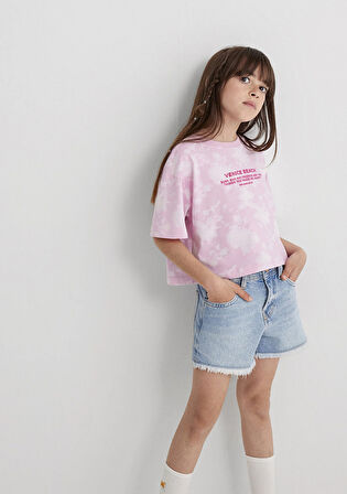 Baskılı Pembe Tişört 7610325-90384