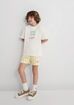 Çizgili Sarı Şort 6410012-89179