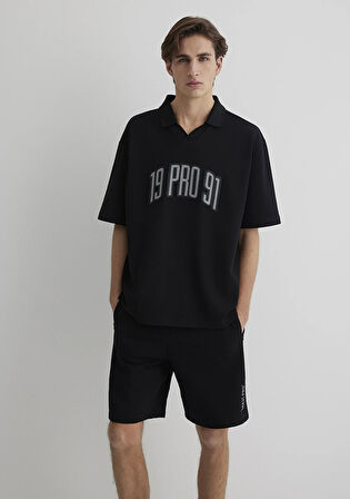 Pro 91 Baskılı Siyah Polo Tişört 0612748-71379