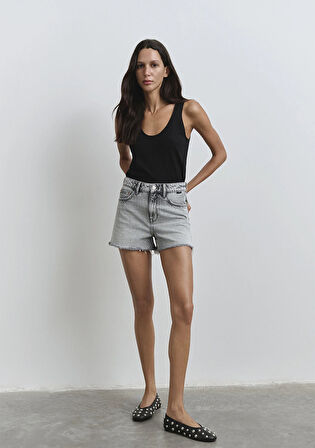 Cherry 90lar Açık Gri Jean Şort 1410022-89734