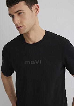 Mavi Baskılı Siyah Tişört 0612732-900
