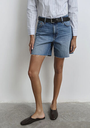 Lidia Real Blue Puslu Koyu Mavi Jean Şort 1410145-89744