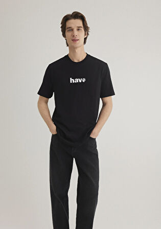 Hav Baskılı Siyah Tişört 0612759-900
