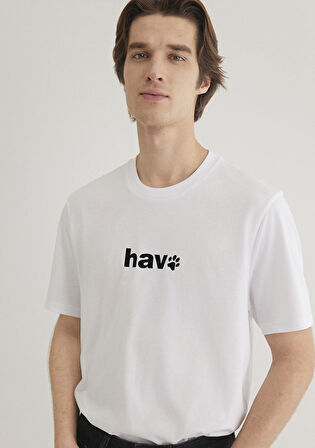Hav Baskılı Beyaz Tişört 0612759-620