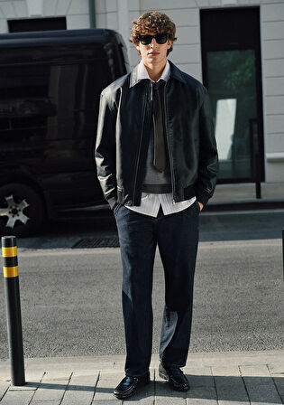 Siyah Suni Deri Ceket 0110636-71379