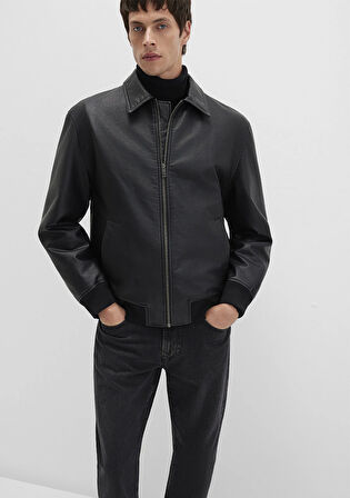 Siyah Suni Deri Ceket 0110636-71379