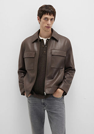 Kahverengi Suni Deri Ceket 0110648-70221