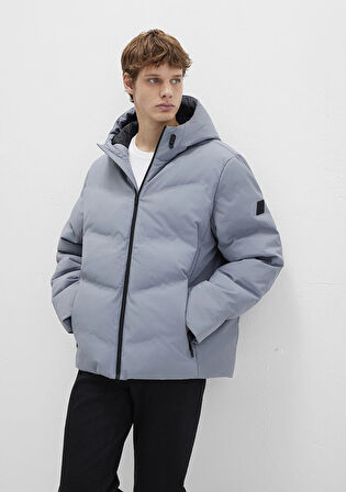 Kapüşonlu Gri Şişme Mont 0110651-85550