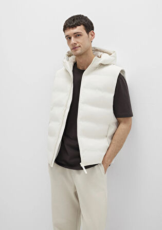 Kapüşonlu Ekru Şişme Yelek 0110619-70134