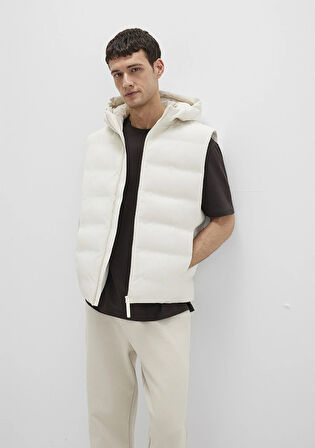 Kapüşonlu Ekru Şişme Yelek 0110619-70134
