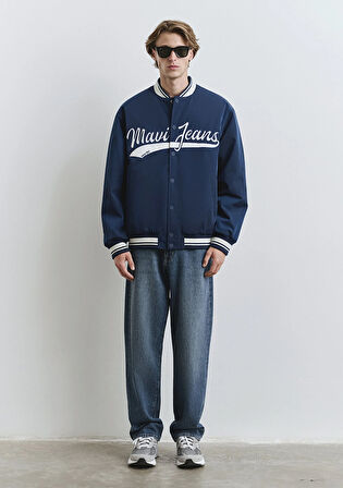 Mavi Jeans Baskılı Lacivert Kolej Ceket 0110624-89353