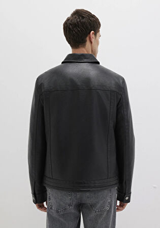 Siyah Suni Deri Ceket 0110635-71379