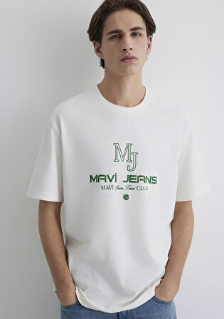 Mavi Tenis Logo Baskılı Ekru Tişört 0612706-70057