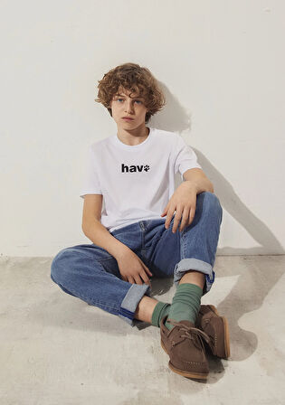 Hav Baskılı Beyaz Çocuk Tişört 6610350-620