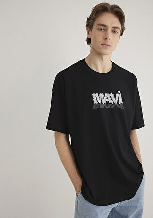 Mavi Logo Baskılı Siyah Tişört 0611828-900