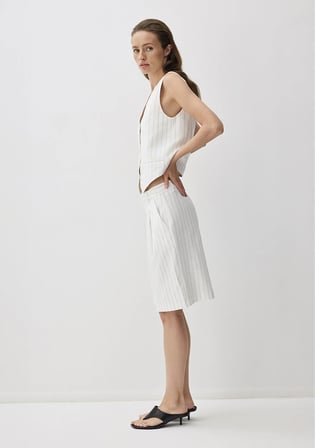 Tencel TM Lyocell Çizgili Beyaz Şort 1410210-89881