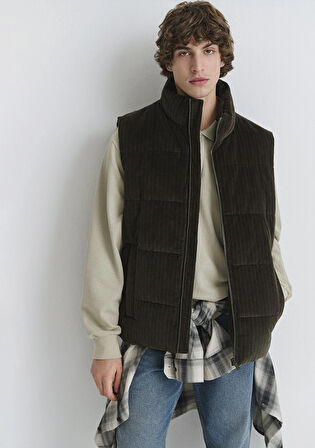 Kahverengi Kadife Şişme Yelek 0110659-71552