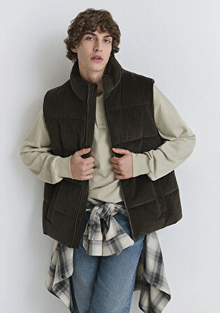 Kahverengi Kadife Şişme Yelek 0110659-71552