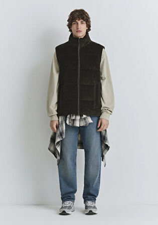 Kahverengi Kadife Şişme Yelek 0110659-71552