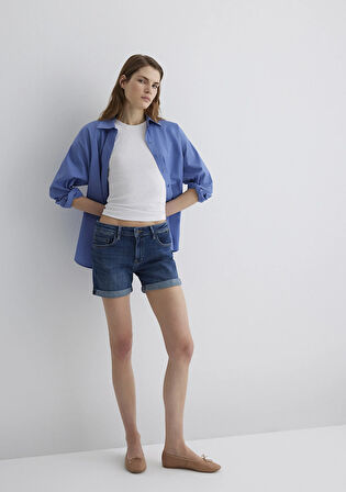 Pixie Casual Koyu Mavi Jean Şort 1437090726