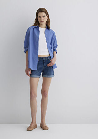 Pixie Casual Koyu Mavi Jean Şort 1437090726