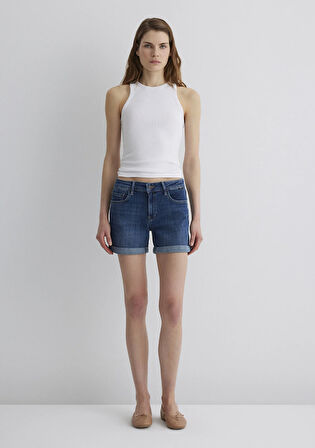 Pixie Casual Koyu Mavi Jean Şort 1437090726
