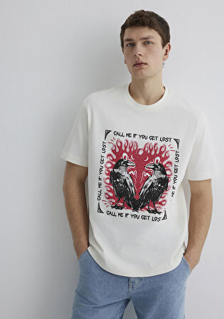 Baskılı Ekru Tişört 0612808-70057