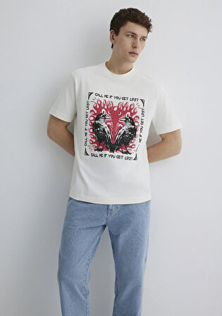 Baskılı Ekru Tişört 0612808-70057