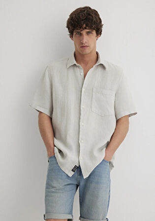 Gri Keten Gömlek 0211473-70080