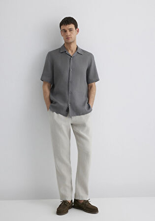 Gri Keten Pantolon 0010358-70080