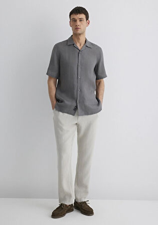 Gri Keten Pantolon 0010358-70080